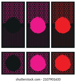 Diseño de tarjetas de invitación con estampado de corazón y signo. Diseño de portada de la celebración del Día de San Valentín.