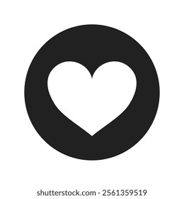 Heart silhouette icon isolated on white background. Love black round symbol.