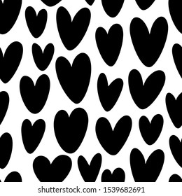 Heart Silhouette Seamless Pattern Black White Stock Vector (Royalty ...