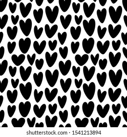 Heart Silhouette Seamless Pattern Black White Stock Vector (Royalty ...