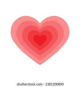 Heart silhouette of several elements in shades of pink for design and decoration