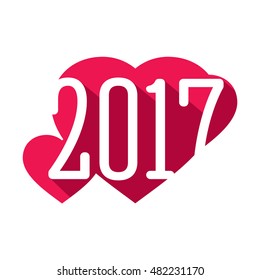 Heart silhouette. Symbol 2017 background vector icon for calendar
