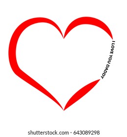 Heart silhouette with text isolated on white background. Vector illustration.