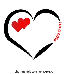 Heart silhouette with text isolated on white background. Vector illustration.