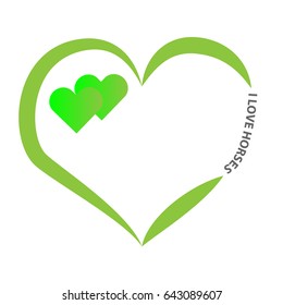 Heart silhouette with text isolated on white background. Vector illustration.