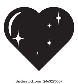 Silueta de corazón, ícono de Vector con estrellas brillantes. Símbolo de amor para San Valentín. Ilustración vectorial.