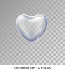 Heart Silver Balloon On Background.