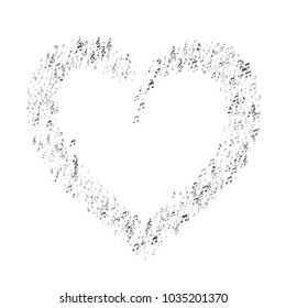 Heart of Silver Music Note Icons. Music Fashion Pattern Design. Texture with Note Icons. Fashion, Fabric Print Design Background.