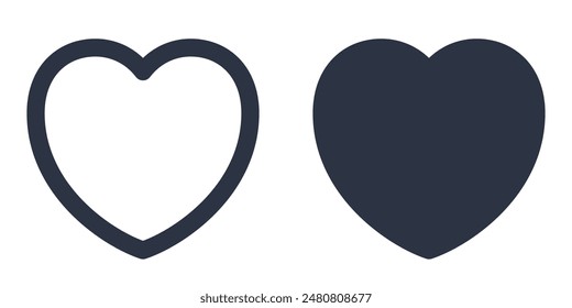 Heart simple icons set designed in filled, outline, line and stroke style