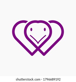heart with a simple logo elephant 