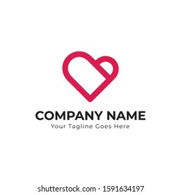 Heart simple logo vector. Abstract line medical health icon design. It is usable for any company created with love.