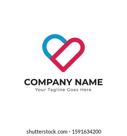 Heart simple logo vector. Abstract line medical health icon design. It is usable for any company created with love.