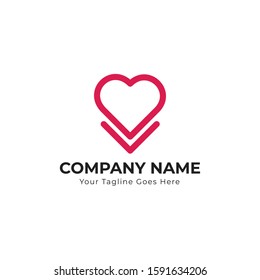 Heart simple logo vector. Abstract line medical health icon design. It is usable for any company created with love.
