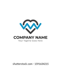Heart simple logo vector. Abstract line medical health icon design. It is usable for any company created with love.