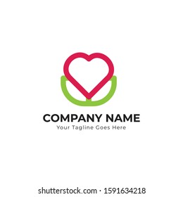 Heart simple logo vector. Abstract line medical health icon design. It is usable for any company created with love.