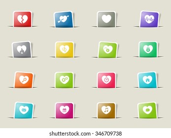 Heart simple paper icons for web