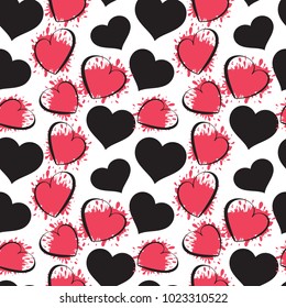Heart Simple Vector Icon Background. Love Symbol for Valentine's Day Seamless Pattern