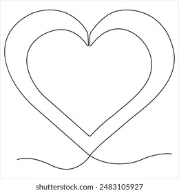 Heart single line art drawing vector illustration continuous single line drawing heart