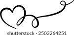 Heart single line loop banner decorative element ink design