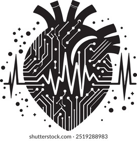 Heart Single Line Pulse Trace Design.Anatomically correct heart with venous system