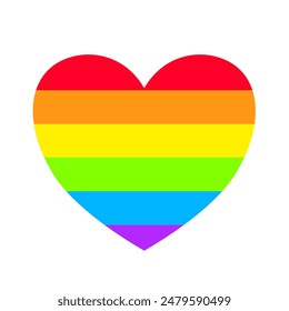 corazón con un arco iris de seis colores, símbolo lgbtq+. lgbt, amor, mes del orgullo - icono del Vector