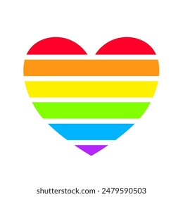 heart with a six-color rainbow, Symbol lgbtq+. lgbt, love, pride month - vector icon