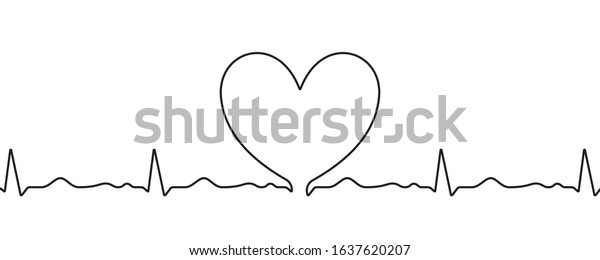 Heart sketch on heartbeat pulse in doodle, vector\
hand drawn thin line heart isolated on white background. Wedding\
love, Valentine day, birthday or cardiology charity heart, scribble\
shape design
