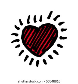  Heart sketch. Vector.