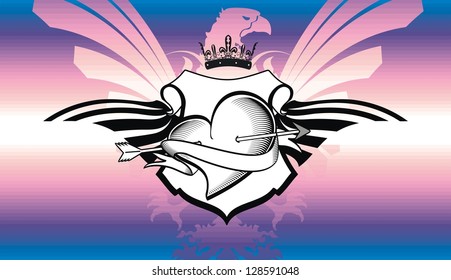 heart skull background in vector format very easy to edit