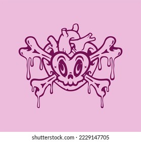 HEART AND SKULL IN EMERGENCY . LINE STYLE