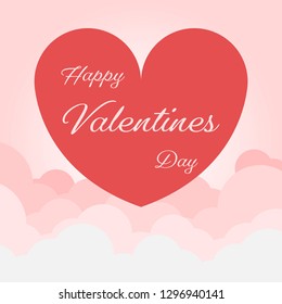 Heart in the sky background with pink and love,Happy Valentine day concept,Vector illustrator.