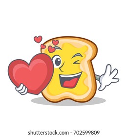 With heart slice bread cartoon character
