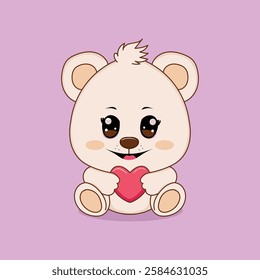 heart to heart slogan with bear doll holding heart vector illustration