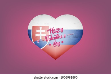 Heart with Slovak national flag colors. Flag of Spain in the form of a heart made on an isolated background. Design pattern for greeting card on an Valentines day. Vector illustration