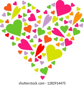 heart of small multi-colored hearts