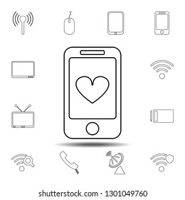 Heart in the Smartphone icon. Simple thin line, outline vector element of Technology icons set for UI and UX, website or mobile application