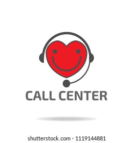heart of smile call center  icon on yellow background : logo vector