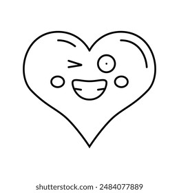 heart smile character line icon vector. heart smile character sign. isolated contour symbol black illustration