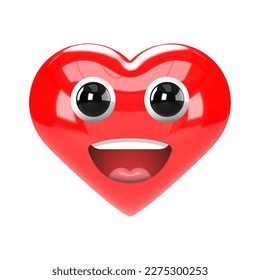 Heart Smile Emoji. Realistic Glossy 3d Emotions face vector eps 10