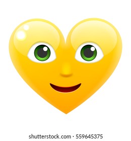 Heart Smile Emoticon. Heart Emoji. For 14th of February. For Saint Valentine's Day. Isolated Vector Illustration on White Background