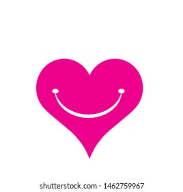 heart and smile icons  pink  vector illustration  white background