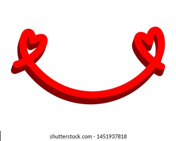 "Heart and smile, linear symbol design on white background.Happy heart, happiness.Flat heart symbol,love emblem.Graphic design in the concept of love.Vector love symbol for Valentine's Day, holidays."