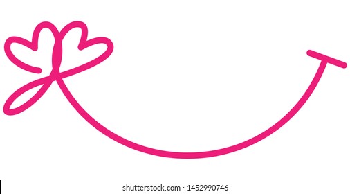 "Heart and smile, linear symbol design on white background.Happy heart, happiness.Flat heart symbol,love emblem.Graphic design in the concept of love.Vector love symbol for Valentine's Day, holidays."