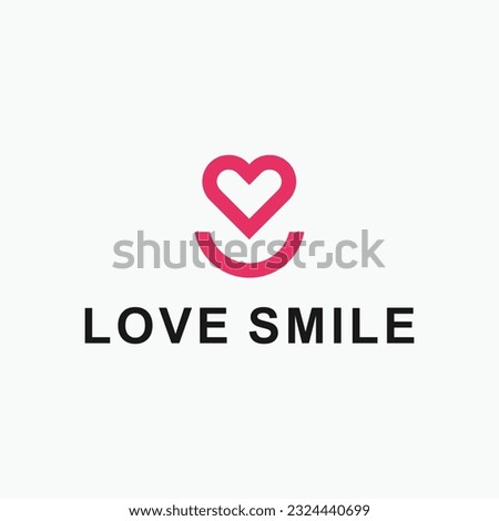 heart with smile logo design vector silhouette illustration