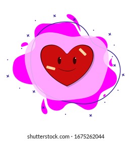 Heart, smile, red, plaster, valentine s day liquid bacdge icon. Simple color vector of love icons for ui and ux, website or mobile application