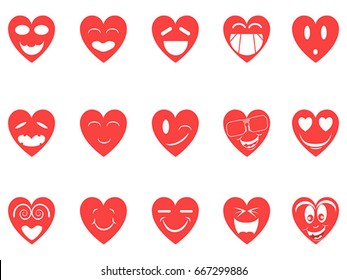 heart smiley icons set