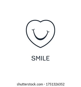 El corazón está sonriendo. La emoción de la alegría. Icono del vector aislado en fondo blanco.