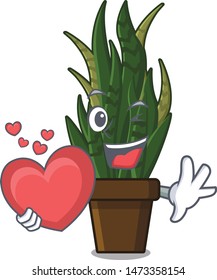With heart snake plant with the character shape
