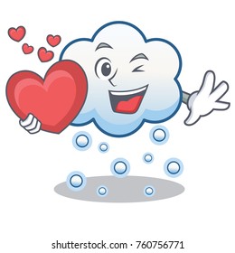 With heart snow cloud character cartoon vector illustration