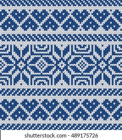 Heart, Snowflake Seamless Knitting Pattern